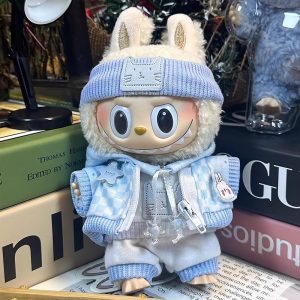 Light blue trendy grid (headband+jacket+hoodie+pants)